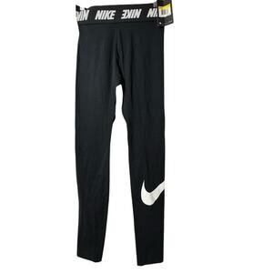 Nike  Women's Black & White Athletic Sporty Logo Swoosh Leggings  Sz S NWT